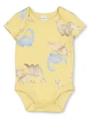 Baby Short Sleeve Cotton Interlock Bodysuit 12-18 mth SUNLIGHT DINO (DINOSAURS)