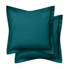 Cotton Metrics Heavy Quality European Square Pillow Shams Set of 2 Teal 600TC...
