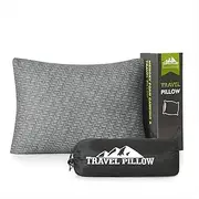 PEUJEW Camping Pillow Travel Pillow Small Shredded Memory Foam Pillow - Compressible Medium Firm, Breathable Cover, Ideal Backpacking Hiking, Airplane and Car, HT02002GM