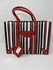 Balenciaga Papier B4 AJ Red Striped Zip-Around Tote Bag Brand New & Authentic