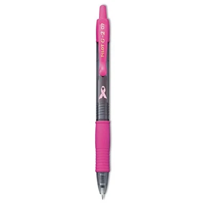 PILOT G2 Premium Pink Ribbon Retractable Gel Roller Ball Pen, Fine Point, Black