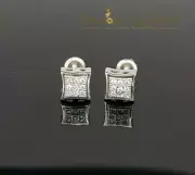 White 925 Silver 0.14ct Screw Back Cubic Zirconia Kite Womens Stud Earrings