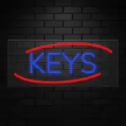 Keys Sign for Business Displays | LED Flex Neon | 32"W x 13"H x 1"D