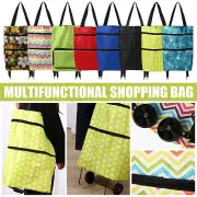 Foldable Shopping Bag with Wheels, Trolley Bags for Shopping, Tote Grocery Bags✿