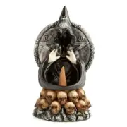 Hooded Baphomet & Skulls Backflow Incense Burner : NEW