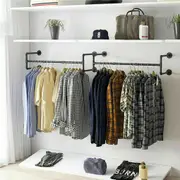 Wall Mounted Clothes Rail Shelf for Heavy Duty Garment Hanging