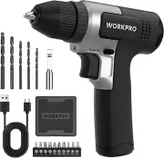 WORKPRO 8V Cordless Drill Set Electric Power Drill 3/8'' Keyless Chuck 15pc Bits