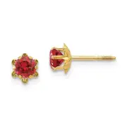 Madi K Kid's Earrings 14K Yellow Gold Synthetic Ruby July Birthstone