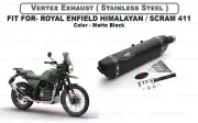 Royal Enfield Black "Vertex Exhaust - SS Fit For Himalayan 411/Scram 411" (for: Royal Enfield)