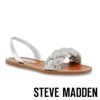 在飛比找momo購物網優惠-【STEVE MADDEN】NOLES 編織水鑽平底涼鞋(銀