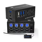 KVM Switch 4 Computer 2 Monitor - 8K@60Hz 4K@120Hz HDMI and Displayport Dual ...