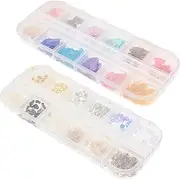 Beaupretty 2Sets Nail Jewelry Kit DIY Manicure Abalone Shell Pieces for Nail Art Decoration Includes Storage Box for Creative Nail Crafts