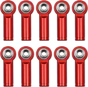 NUZAMAS 10pcs M4 Thread Link Rod End Ball Head Holder Tie Rod Metal Tie Push Link Rod Joint for AXIAL SCX10 1/10 RC Car Model Accessory Red