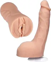 Doc Johnson Signature Set - Leolulu - ULTRASKYN Stroker & 8 Inch Realistic Dildo with Removable Vac-U-Lock Suction Cup - F-Machine & Harness Compatible - for Adults Only, Vanilla