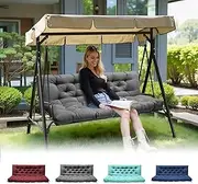 joomie 2-3 Seater Thick Garden Bench Cushion, Waterproof Patio Swing Cushion with Backrest, Outdoor Sun Lounger Sofa Swing Hammock Porch Pad Mat with Ties Straps for Canopy Furniture(grey, 152x102cm)