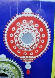 York Crafts MIRRORED REFLECTIONS Red Sequin Bead Vintage Christmas Ornament Kit