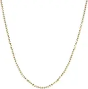 [Savlano] 925 Sterling Silver Italian Solid Bead Ball Dog Tag Chain Necklace -18K Gold Plated Bead Ball Chain Necklace Comes with Gift Box for Women & Men -Made in Italy