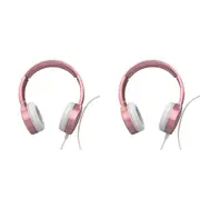 2x Laser Wired Folding 3.5mm Aux Over-Ear Headphone Headset For Phones Rose Gold
