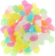 Sosoport 600pcs Vivid Luminous Aquarium Stones Fine Workmanship Colorful Plastic Pebbles for Fish Tank Decorations