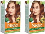 Nisha Cream hair color (120 ml/each) with Rich, Bright, Long Lasting Shine Hair Color NO AMMONIA Cream FORMULA smooth care for your precious hair! GOLDEN Brown 4.3 (Pack of 2)