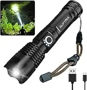 Rupyria LED Rechargeable Flashlights, 10000 Lumen Super Bright Led Flashlights with 5 Light Modes, Waterproof Design, Powerful Handheld Flash Light for Camping, Emergencies, Outdoor, Hiking (Black)