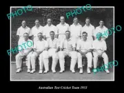 OLD LARGE HISTORIC PHOTO OF THE AUSTRALIAN TEST CRICKET TEAM 1933 DON BRADMAN