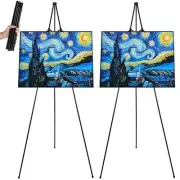 2 Pack Easel Stand 63 Inches Foldable Artist Floor Easels for Displaying Pict...