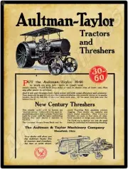 1923 Aultman-Taylor 30-60 Tractors NEW Metal Sign: New Century Thresher