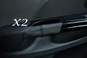 BLACK STITCHING FITS RENAULT CLIO 2013+ 2X FRONT DOOR HANDLE LEATHER COVERS (for: Renault)