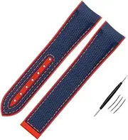 [VEVEL] High Density Nylon Silicone Watchband For Omega Watch Band 20mm 21mm 22mm Rubber Watch Strap folding clasp Curved end wristwatches belt