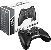 MSI FORCE GC30 V2 Wireless PC Gamepad Controller - 2.4GHz, 600mAh Li-ion Battery, Replaceable D-Pad Covers, Two Vibration Motors, USB 2.0 - Black, Wired/Wireless