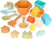 ZCOINS 15 Pcs Buckets and Spades with Sand Truck Beach Sand Pit Toys for Kids...