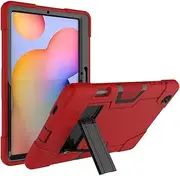 [Jaorty] Case for Samsung Galaxy Tab S6 Lite 10.4'' 2024/2022/2020 (SM-P620/P610/P613/P615),3 in 1 Hybrid [Soft&Hard] Heavy Duty Rugged Stand Shockproof Anti-Slip Protective Cases,Red/Black