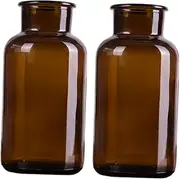 Garneck 500ml Brown Wide Mouth Glass Flower Vase DIY Decorative Bottle Reagent Bottle Experiment Jar for DIY