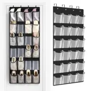 24 Large Pockets Over Door Shoe Organizer, Mesh Hanging Shoe Organizer Shoe R...