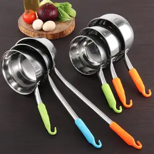 不銹鋼水勺廚房水舀子可帶掛鉤水瓢大號湯勺粥勺商用長柄打水勺子