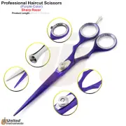 Purple Coated Cut Hair Sharp Scissor 6'' Hair Cutting Styling Sharp Razor Shear