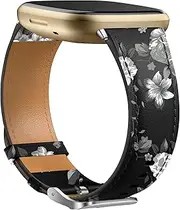 [GEAK] Leather Band Compatible for Fitbit Versa 3 / Fitbit Sense/Fitbit Sense 2 / Fitbit Versa 4 Bands Women Men, Elegant Replacement Wristband for Fitbit Versa 3 4 / Fitbit Sense 2 / Sense Smartwatch