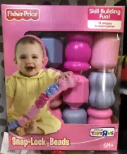 RARE HTF Fisher Price Snap - Lock Beads (12 Pink Purple Beads) NEW