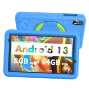 Kids 8 inch Android 13 Tablet, 8GB RAM, 64GB ROM, Toddler Tablet Blue