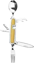 Camping Flatware | Stainless Steel Backpacking Cutlery,Portable Foldable Multi-Functios Flatware for Backpacking, RV Camping, Barbecue Tailgating