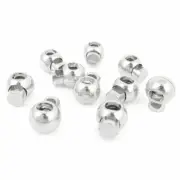 Silver Tone 8.5mm x 6mm Single Hole Round Head Spring Cord Locks Toggles 10 Pcs