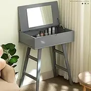 Flip-top Dressing Table Suitable for Small Space Gray 25 * 16 * 33in