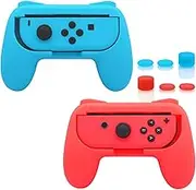 Khxriypha Grips Compatible with Nintendo Switch Joy-Con, Wear-Resistant Handle Kit Compatible with Switch Joy Cons Controllers, 2 Pack (Blue and Red)