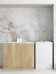 1060*600*900mm Otti Byron/Bondi Laminated Natural Oak Base Laundry Cabinet With Stone Top And Sink