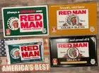 Vintage Red Man Chewing Tobacco 17 3/4 x 11 3/4 Embossed Metal Signs Bundle.NOS