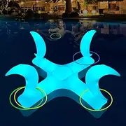 Inflatable Pool Ring Toss Game with Colorful Lights, Solar Powered Moon Shape Floating Pool Toss Toys with 6PCS Rings, Swimming Pool Toss Game for Kids Adults Summer Pool Party
