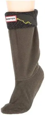Hunter 170923 Kids Girls Original Wave Intarsia Boot Socks Olive Size Medium