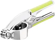 BEBEMOKO Garlic Press Mincer Crusher with Ginger Press Function Manual Kitchen Tool Green Handle for Quick Garlic and Ginger Preparation Easy to Clean and Dishwasher