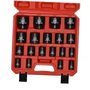 19 Piece 1/2-Inch Drive Standard Impact Socket 19PCS Impact Socket Set-SAE